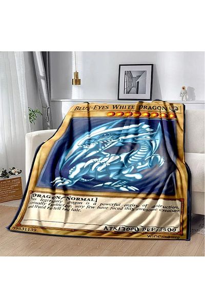 Choice 150X180CM 3 Anime Yu Gi Oh Card Throw Blanket Blue Eyes White Dragon Anime Cartoon Soft Plush Blanke