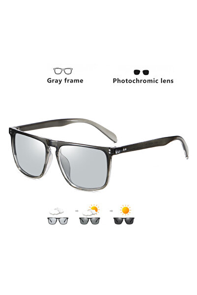 Choice Orignal Gray-BS Brand Rivet Square Photochromic Sunglasses Men Polariz...