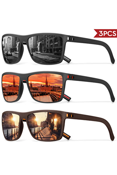 Choice 3 قطع - C7 3/4 عبوة من نظارات شمسية مستقطبة ملونة جديدة بتصميم صندوق ل...