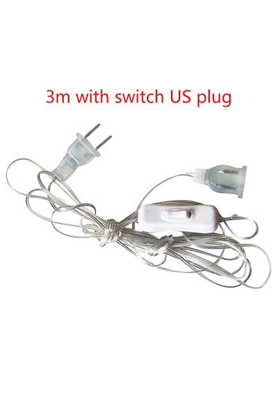 Choice 3M with switch US 3M 5M Power Extension Cord For EU / US Plug LED Holiday Light String Extension Sta