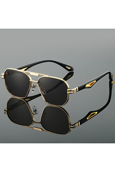 Choice as picture shows golden-black KAMMPT Vintage Square Sunglasses Men New Classic Double Bridge Gradien
