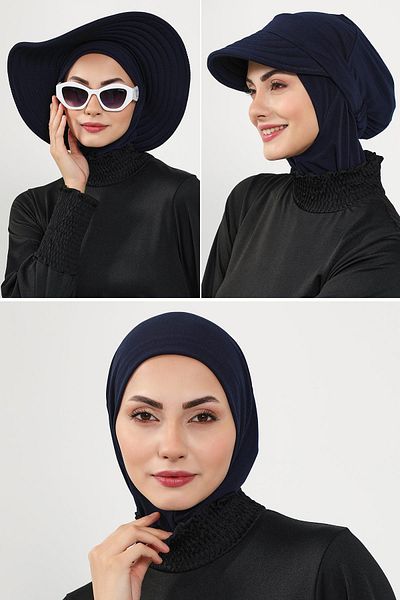 Aisha's Design 3-Piece Swimming Cap, Visor and Hat Set Hijab (Sea, Pool) Swimming Cap, St-1Sn, St-1Sn