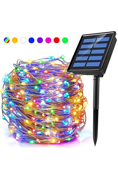 Choice 12M-100LED RGB Outdoor Waterproof LED Solar Copper Wire Light String for Courtyard Christmas Festiv