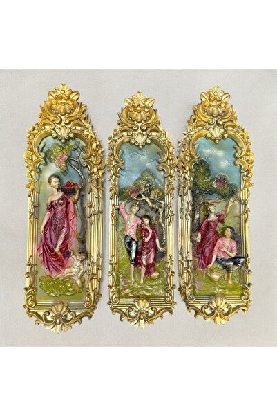 Peramari Dekoratif Polyester Anka Dikdörtgen Üçlü Uzun Tablo Kırmızı Yeşil 1