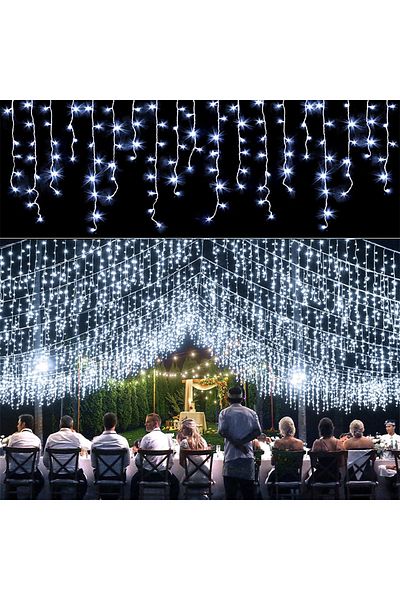 Choice 220V EU Plug White 4M LED Curtain Icicle String lights Christmas Garland Faiy Light Droop 0.4-0.6m X
