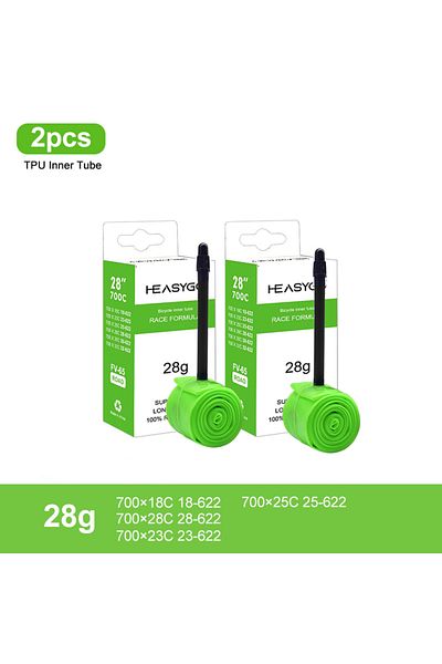 Choice 60mm 2pcs Green Ultralight Bike Inner Tube 700C 18 23 25 28 Road Bicycle TPU Tire 65mm Length French