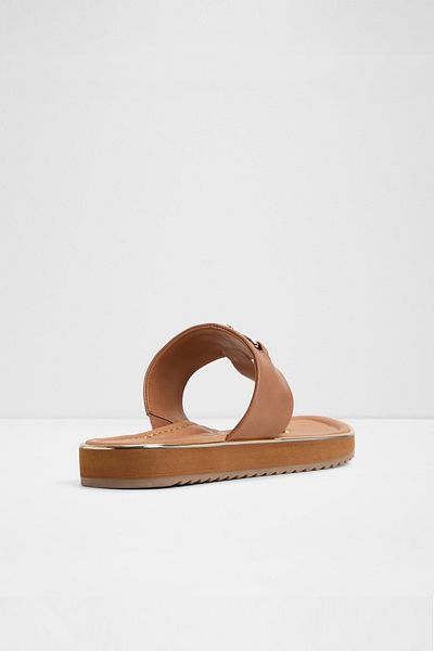 Aldo Lajolla - Papuci plati din piele artificiala maro deschis pentru femei