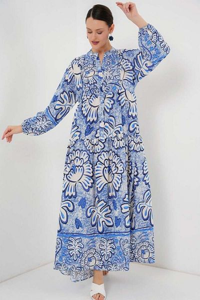 Aymood 2423 Rochie Hijab cu model autentic - Albastru închis