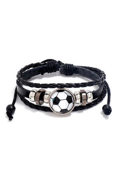 Choice White Football Bracelet Adjustable Leather Bracelet Punk Bracelet Fashion Mens Wristband Wrap Bracel