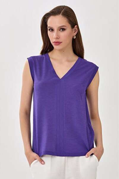 İKİLER V Yaka Kolsuz Bluz 025-1020