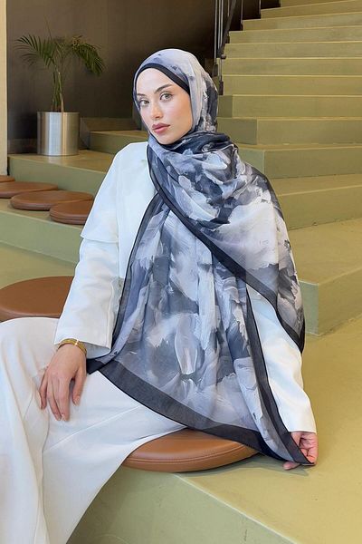 lamelif Elegant Pattern Cotton Shawl Black