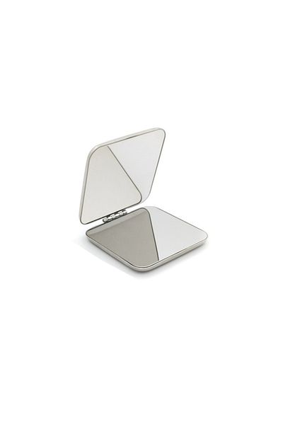 Choice square 1pc Portable Women Stainless Steel Makeup Mirror Hand Pocket Folded-Side Cosmetic Make Up Mir