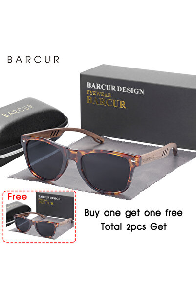 Choice Leopard V Leopard BARCUR Design Wood Sun Glasses Man Natural Walnut Su...