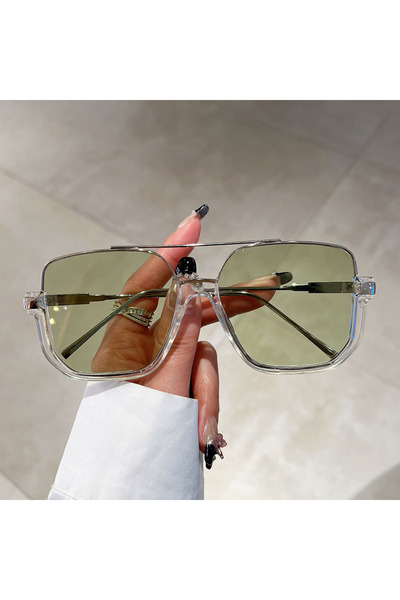 Choice1 as picture shows transparent-s-green KAMMPT Vintage Oversized Sunglasses Fashion Men Women Square Sh