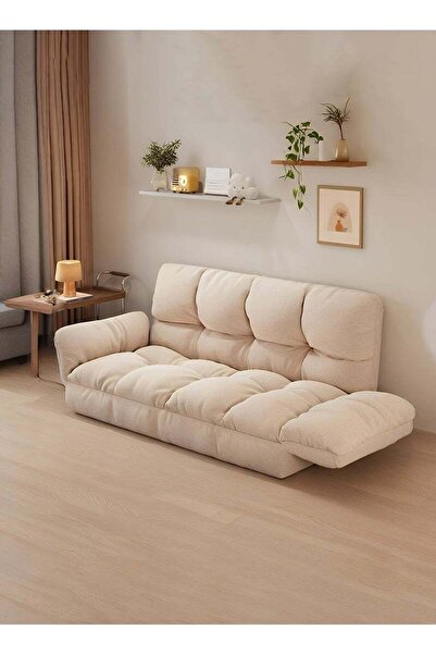 Taimi Seater Folding Sofa Bed, Adjustable Arms and Backrest, For Living Room, White - 125W x 48D x 74 H cm