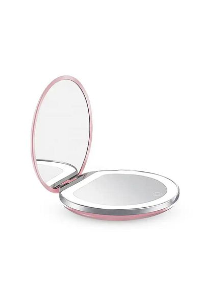Choice Pink Compact Mirror with Light, 1X/3X Magnification LED Pocket Mirror with USB Data Cable, Pink Mini