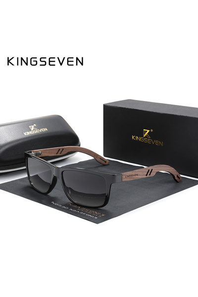 Choice19 Orignal gradientn gray KINGSEVEN 100% Polarized Vintage Men Wooden S...