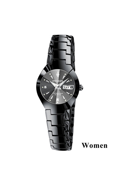 Choice ساعة نسائية سوداء 2025 FNGEEN 5808 Relogio Feminino للزوجين ساعة كوارتز للرجال للعشاق ساعة نسائية فاخرة