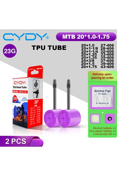 Choice 406 45mm CYDY 20x1.0-1.75 2PC 23g CYDY TPU Bike Inner Tube Camera 20" 406 20x1.0 1-1/8 1-1/4 1.25 1.