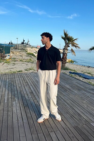 Flaw Wear Comfortable Linen Trousers with Elastic Waist