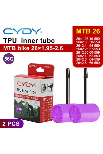 Choice 45mm 26x1.95-2.6 2pcs CYDY MTB TPU Bicycle Inner Tube 26''/27.5''/29''x1.95 2.0 2.1 2.25 2.35 2.4 2.