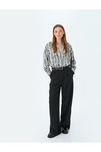 Koton Snake print long sleeve satin shirt.