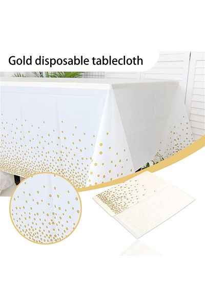 Choice Gold Plastic Disposable Tablecloth Rectangle Party Table Cover Gold Dot Waterproof Table Cloth for W