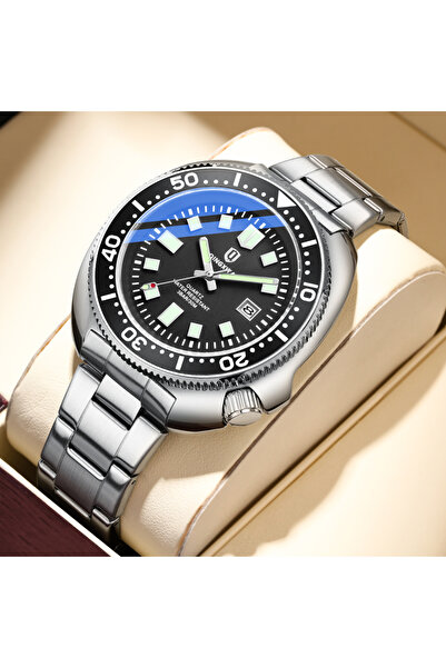 Choice رقم 6672 ساعة QINGXIYA سوداء بتصميم عصري جديد للرجال من الفولاذ المقاو...