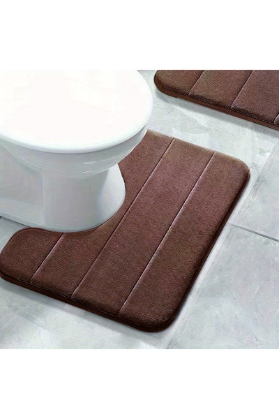 Choice سجادة حمام مخططة بلون الشوكولاتة مقاس 400 مم × 500 مم، قطعة واحدة، سجا...