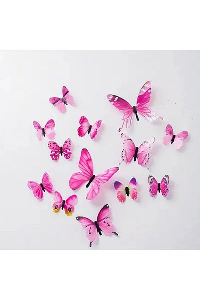 Choice 1 set of 12 12 Sets 1 Gift Decoration Three-Dimensional Butterfly Wall Attachment Refrigerator Attac
