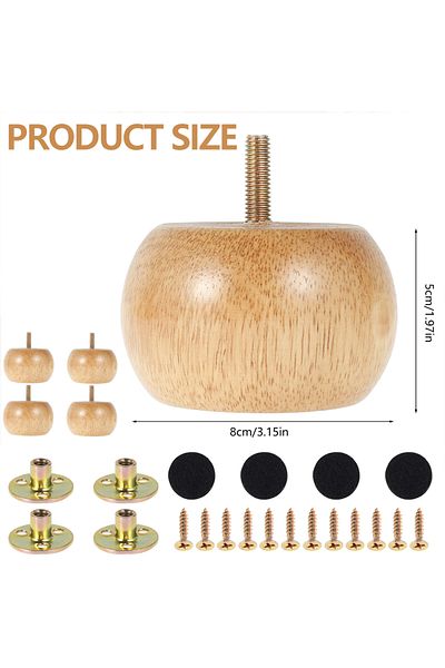 Choice B-5CM-4PCS 4Pcs Furniture Leg Wooden Replacement Furniture Feet 8/15/20cm Height Table Leg with Scre