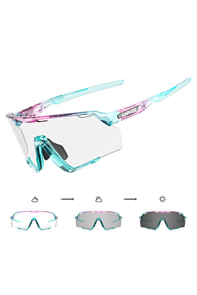 KAPVOE Photochromic 1 lens 1L-09 Photochromic Cycling Glasses Silver Lens Sun...