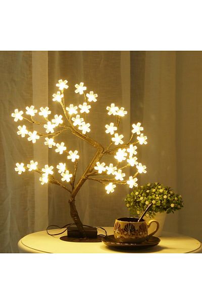 Choice 40L45CM Detachable base warm color Cherry Blossom Tree Light,17inch 40LED Lighted Tabletop Artificia