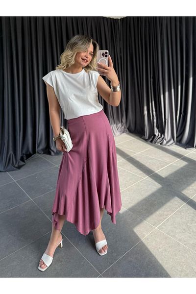 BÜŞRA PERKER Asymmetrical Cut Skirt Pink