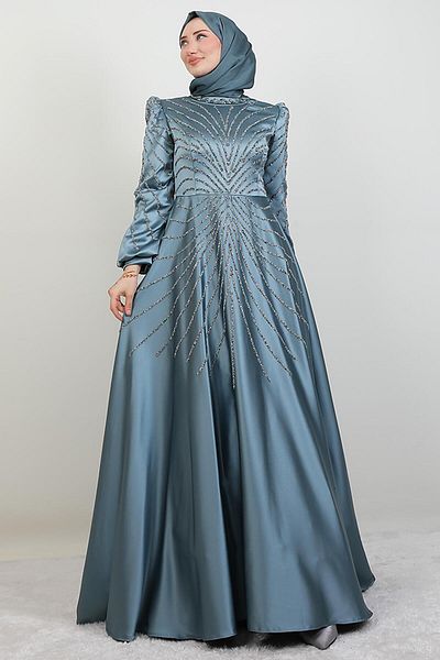 GİYZAMİLA Βραδινό φόρεμα Gülfem Satin Mint
