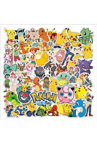 Miniso 50pcs Stickers 50pcs Cartoon Pokemon Pikachu Stickers Party Favors Supplies Gifts Phone Car Skateboa