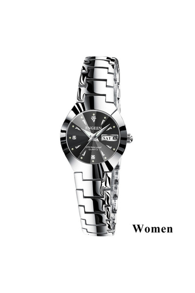 Choice ساعة نسائية فضية سوداء 2025 FNGEEN 5808 Relogio Feminino للزوجين ساعة ...
