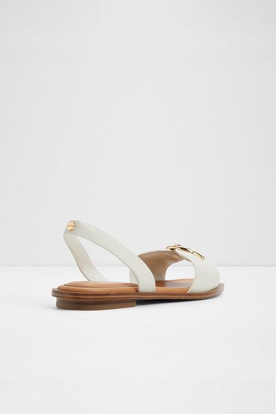 Aldo Goassı - Women's Faux Leather White-Ecru Flat Sandals
