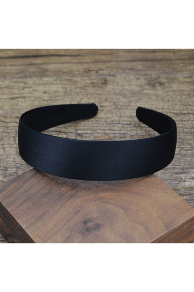 Choice عصابة رأس ساتان سوداء بسيطة بلون واحد مقاس 30 مم للنساء، عصابة رأس عري...