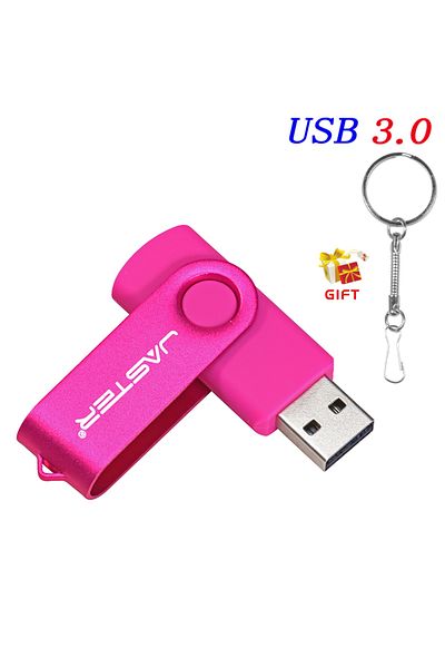Choice محرك أقراص فلاش USB 3.0 ملون وردي اللون سعة 64 جيجابايت محرك أقراص قلم دوار سعة 64 جيجابايت سلسلة مفاتيح ذاكرة سوداء سعة 32 جيجابايت