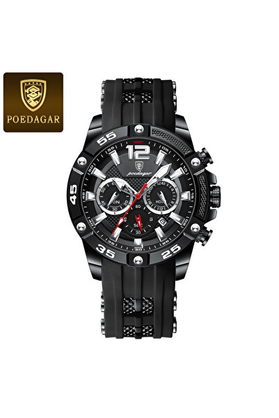 Choice ساعة يد رجالية سوداء فاخرة مقاومة للماء، مزودة بوظيفة الكرونوغراف والتاريخ، بتصميم عصري أنيق.