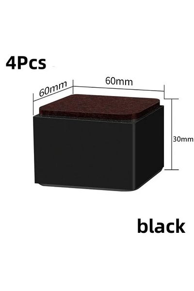 Choice Square-black-30mm 4Pcs Carbon Steel Heavy Furniture Heightening Foot Pad Bed Sofa Chair Table Feet W
