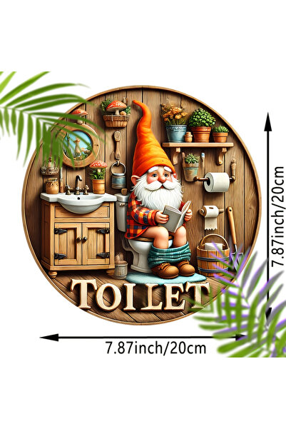 Choice لافتة حمام خشبية متعددة الاستخدامات على طراز المزرعة الريفية، تصميم قزم ساحر، ديكور جداري دائري، 8 × 8