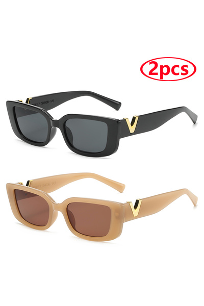Choice show as picture 2 black brown Fashion Rectangle Sunglasses Women Luxur...