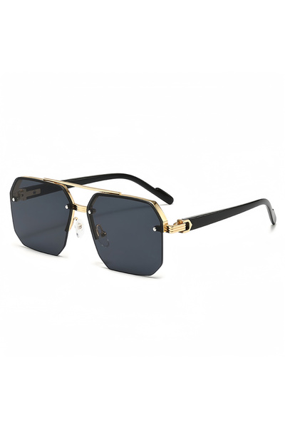 Choice Gold-Grey Oversize Retro Double Bridges Polygon Square Metal Men Sunglasses Fashion Gradient Shades
