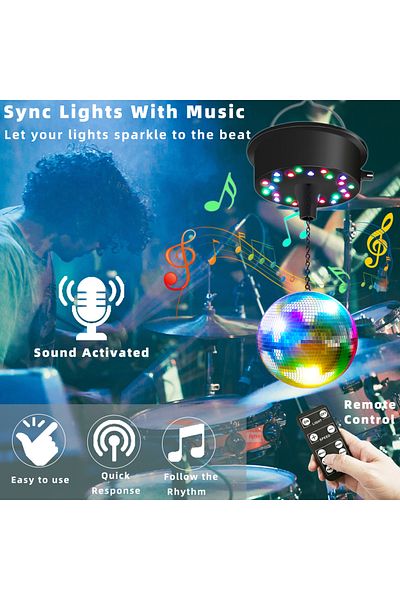 Choice Type-C USB Mirrors Ball Motor with Remote, 5-10 RPM Disco Ball Adjustable Spinner with 23 RGBW LED