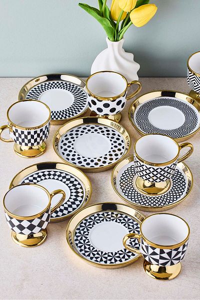 Perotti Heybet 6-Person Porcelain Coffee Cup Set