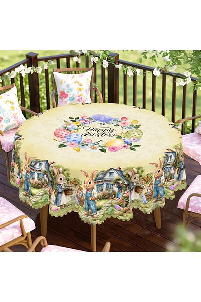 Choice 152x152cm Fh127 1 Easter Round Tablecloth, 5 Sizes Available, Easter Bunny Egg Printed Square Tablec