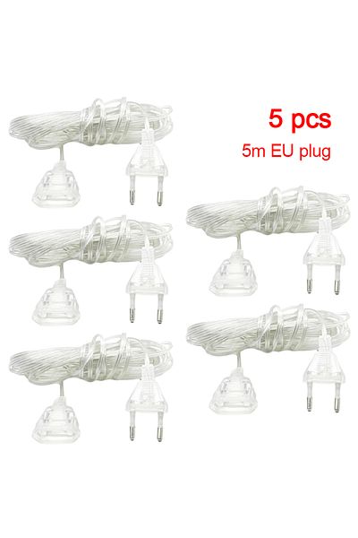 Choice 5M EU plug 5pcs 3M 5M Power Extension Cord For EU / US Plug LED Holiday Light String Extension Stand