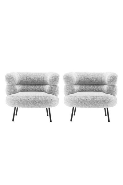 Taimi Set of 2 Elegant Design Boucle Chair, Bedroom, Boucle Chair for Living Room and Office - Gray